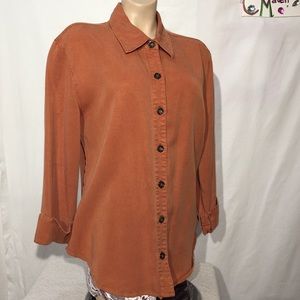 Pulp dark mustard 3/4 sleeve button down shirt